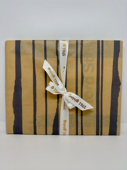 Front View of Holiday Gift Wrap at Clyfford Still Museum.