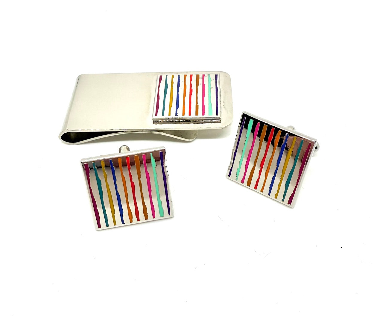 Wall Design Cufflinks and Money Clip