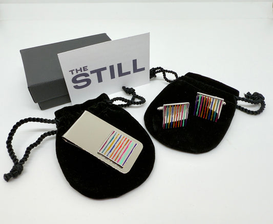 Wall Design Cufflinks and Money Clip