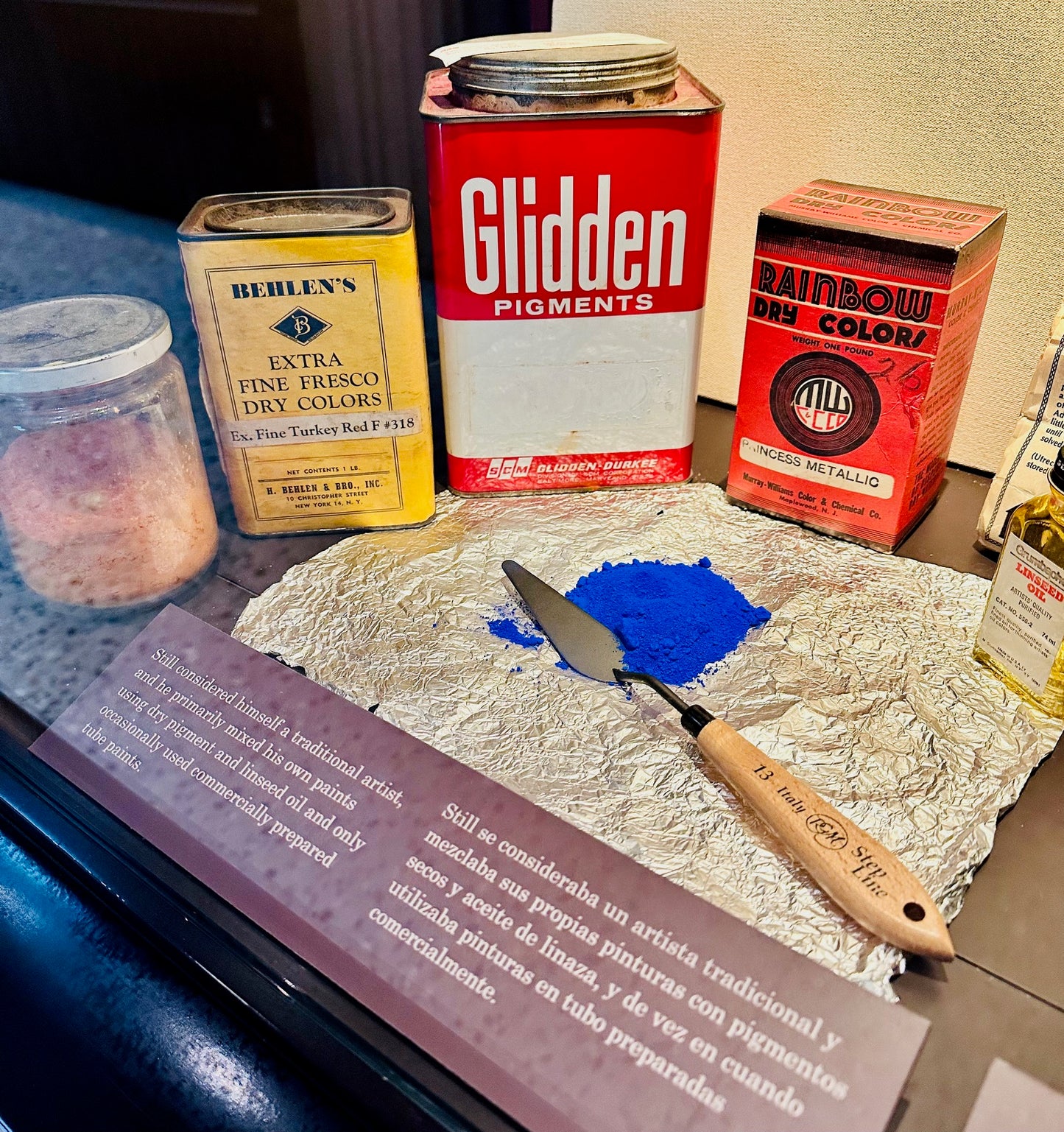 Image of Clyfford Still's Palette Knife with Blue Paint displayed in Museum.