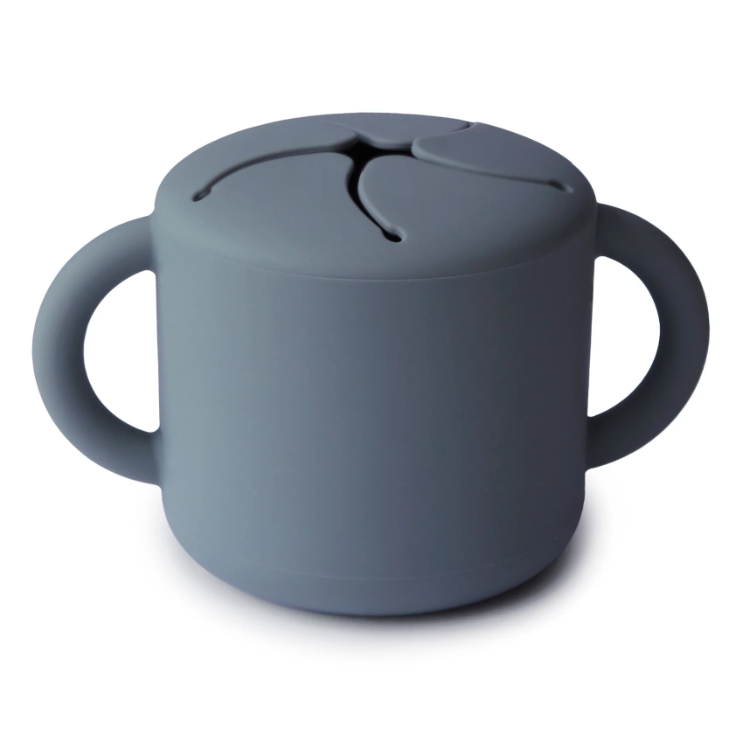 Gray Blue Non Toxic Snack Cup in Tradewinds.