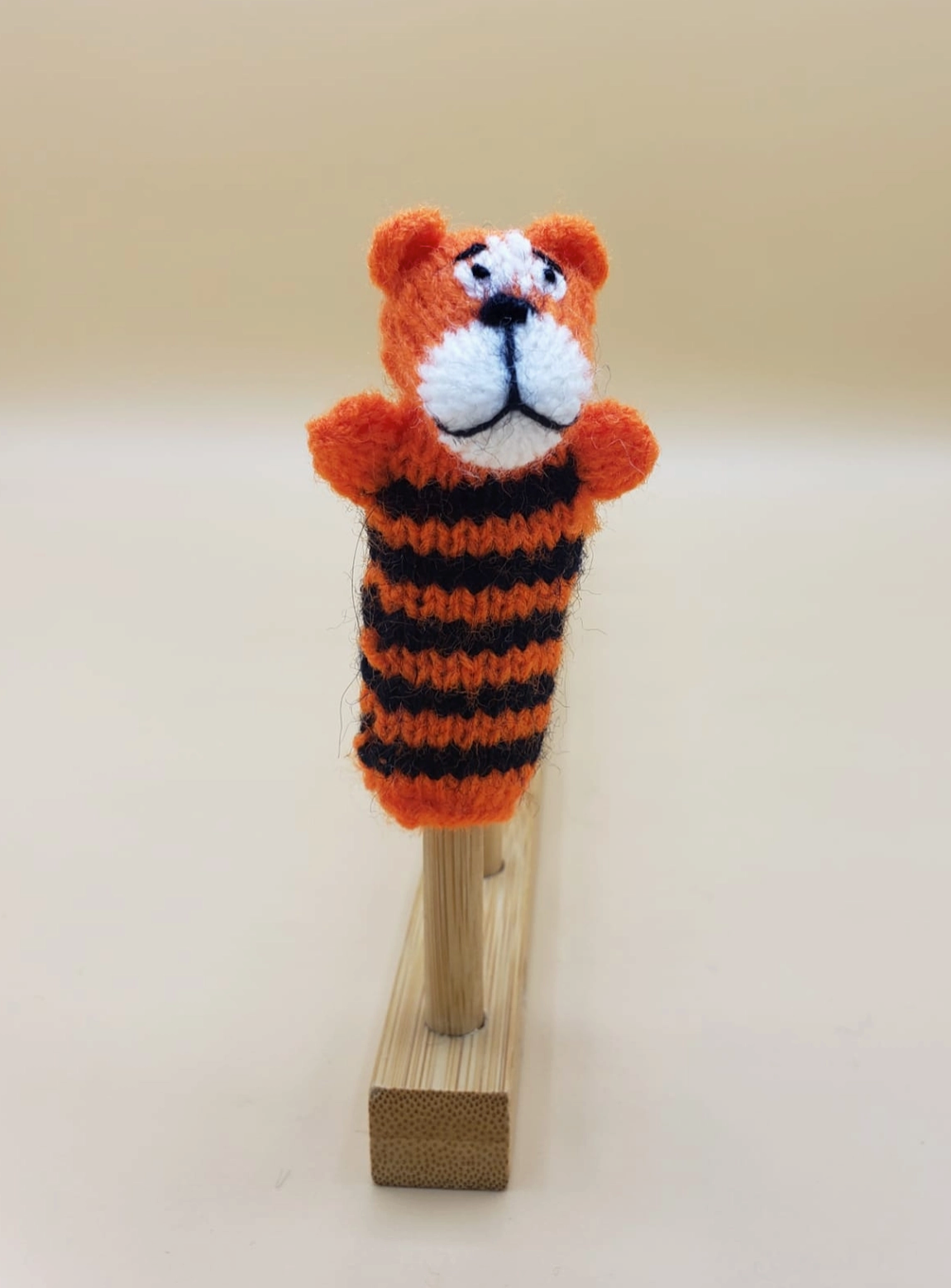 Image of Tiger Hand Knit Puppet.