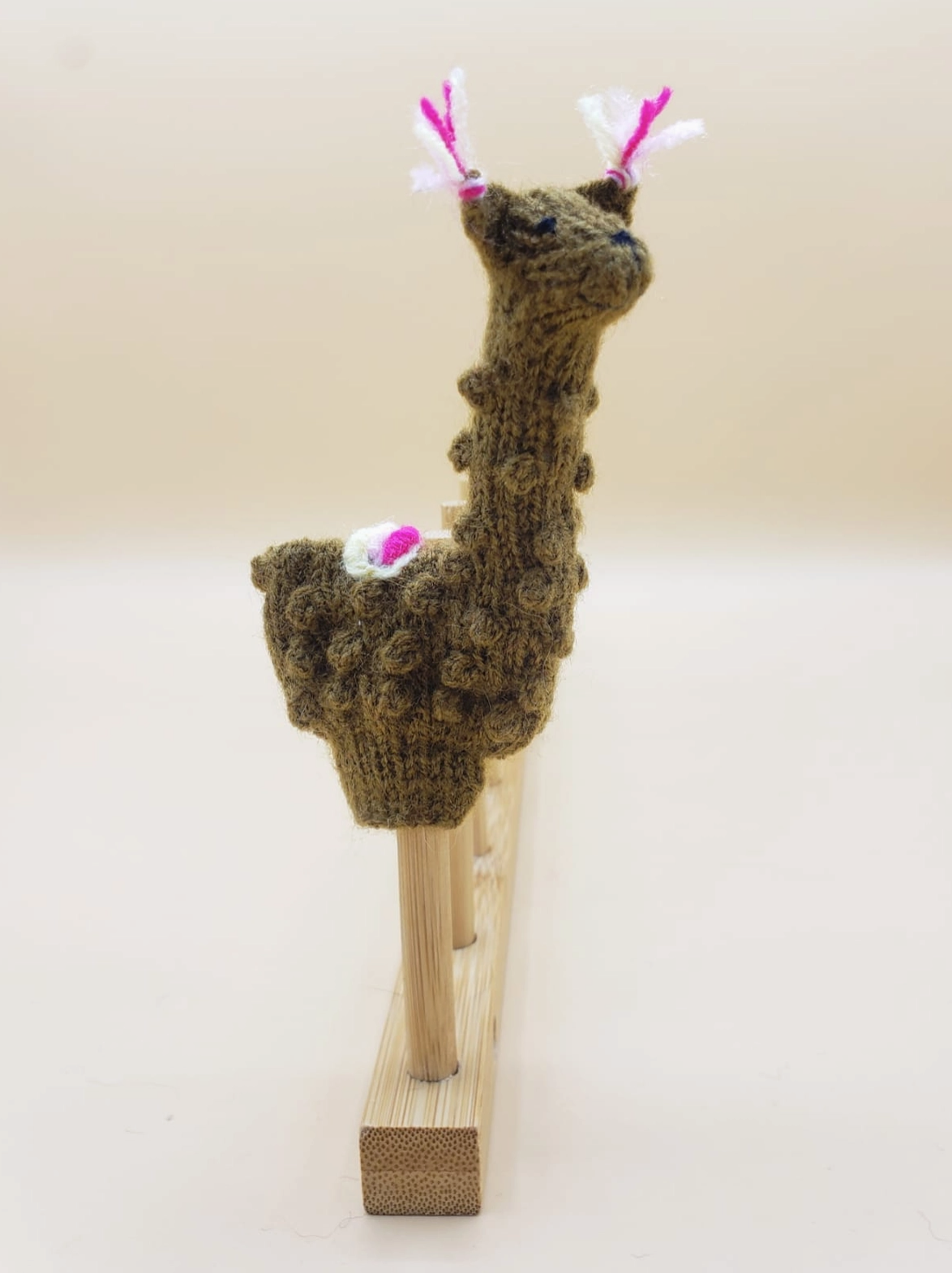 Image of Brown Llama Hand Knit Puppet.
