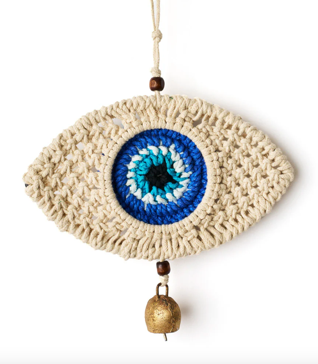 Image of Buna Evil Eye Macrame Wall Hanging.