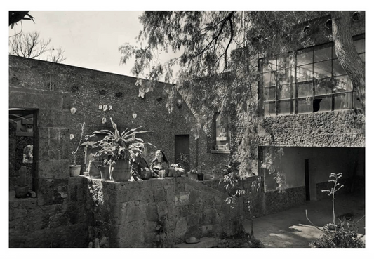 Black and white photograph inside of the book "El universo" by Frida Kahlo