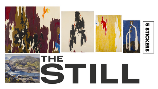Collection of 5 stickers depicting artworks by Clyfford Still
