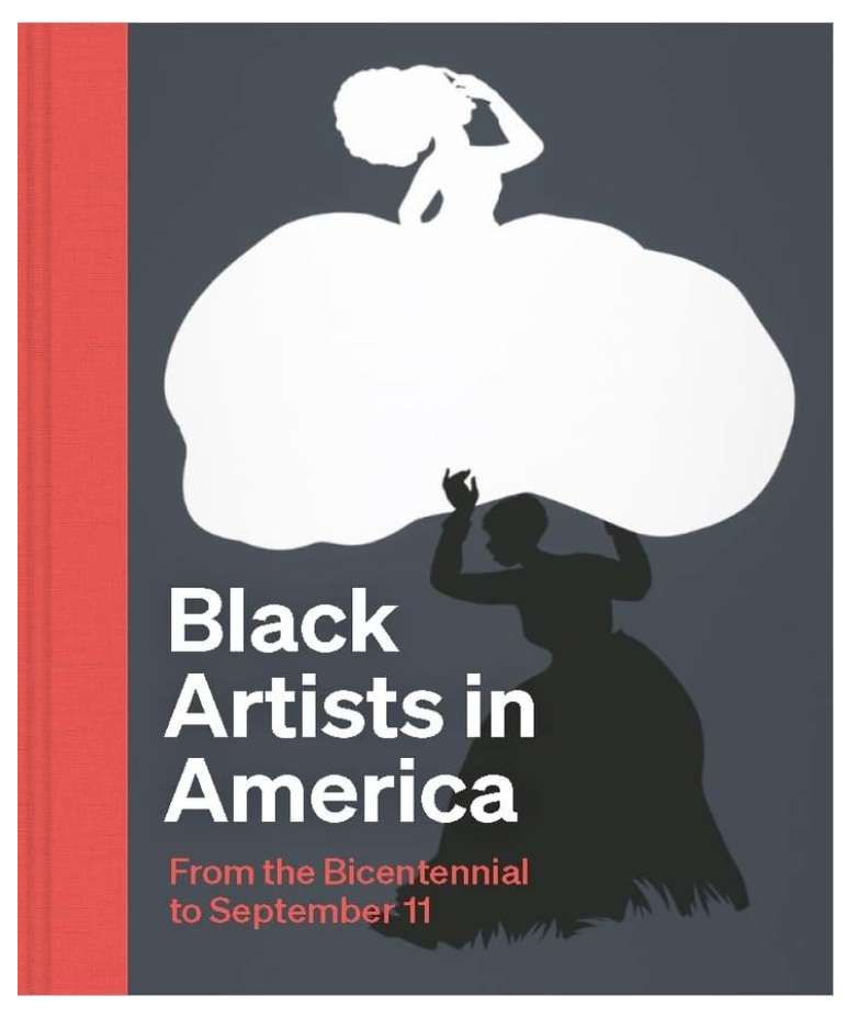 Book cover titled 'Black Artists in America' with silhouettes of a woman and cloud on a gray background.