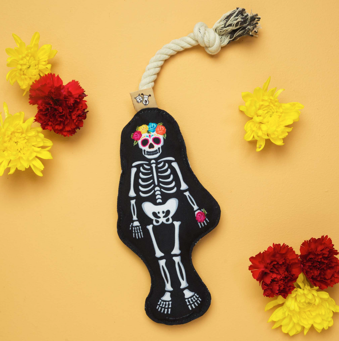 Detailed photo of Day of the Dead Dog Rope Toy.