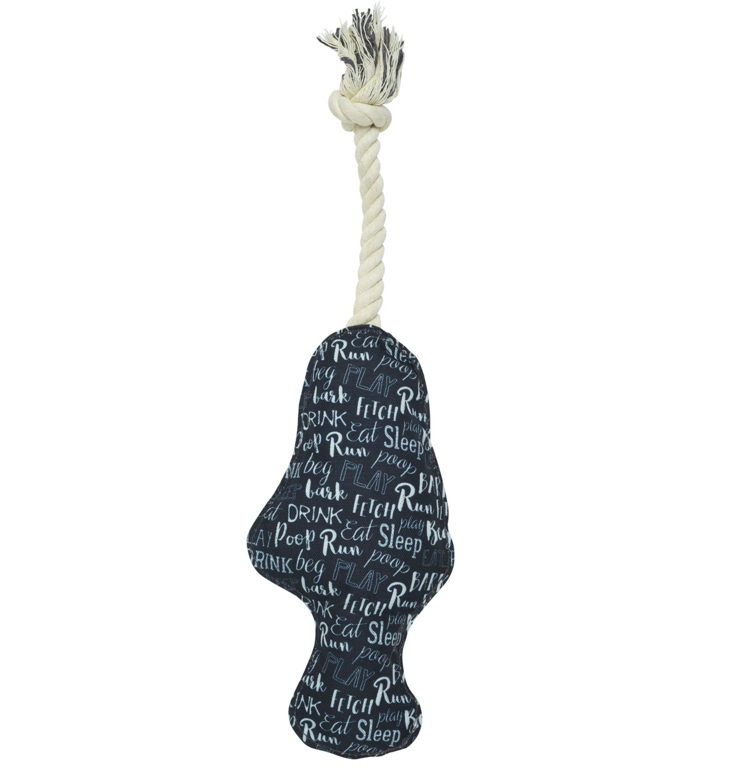 Back of Day of the Dead Dog Rope Toy.