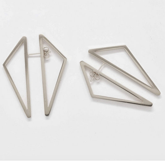 Pair of silver geometric earrings