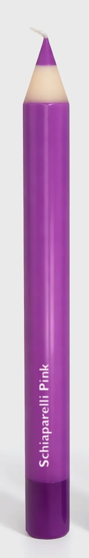 Purple candle pencil with white cap on a white background