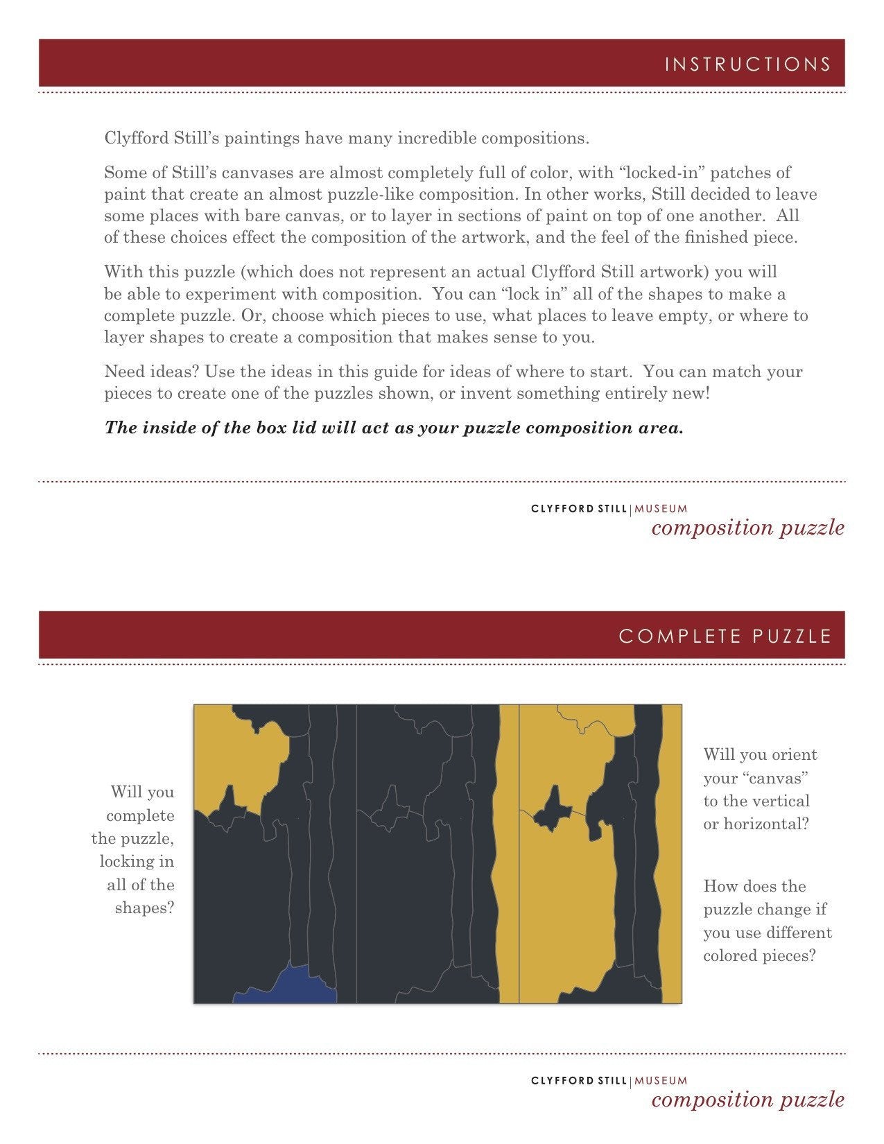 Composition Puzzle Instructions 