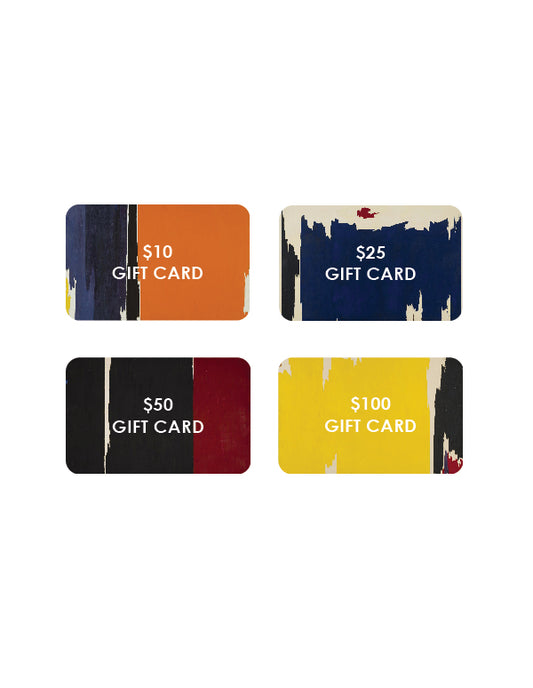 All four Museum Shop Gift Cards with Clyfford Still painting covers.