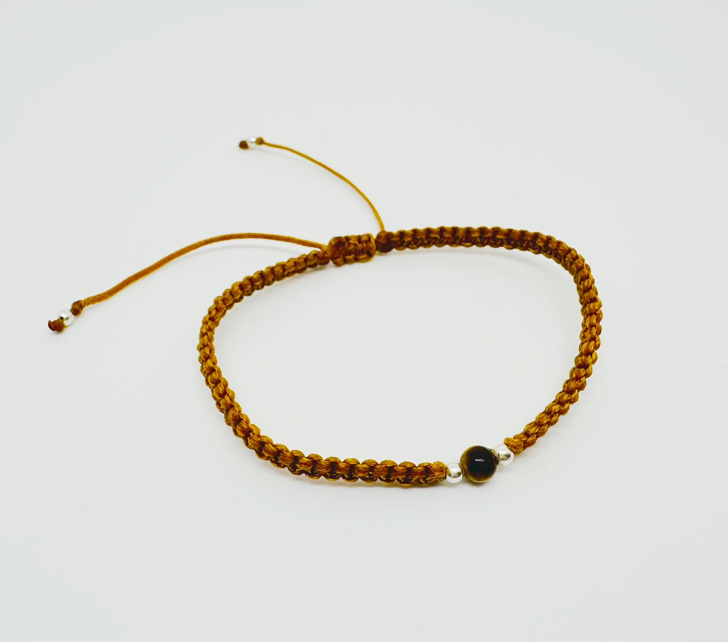 Tiger Eye Macrame Beaded Bracelet/Caramel