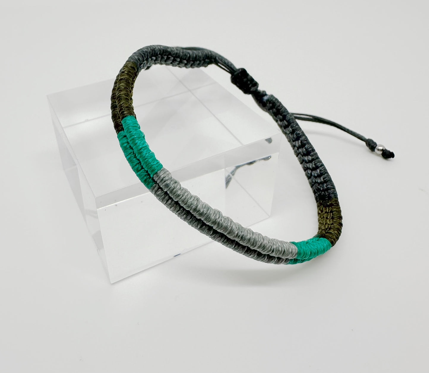 Macrame Surfer Bracelets/ Gray-Olive-Aqua