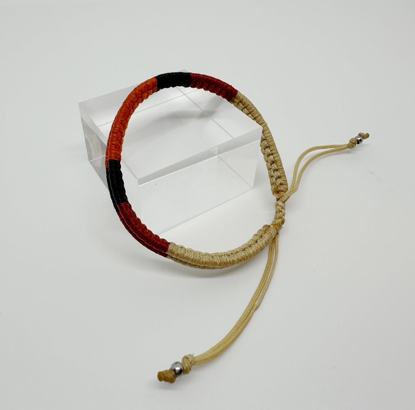 Macrame Surfer Bracelets/Red-Black-Orange