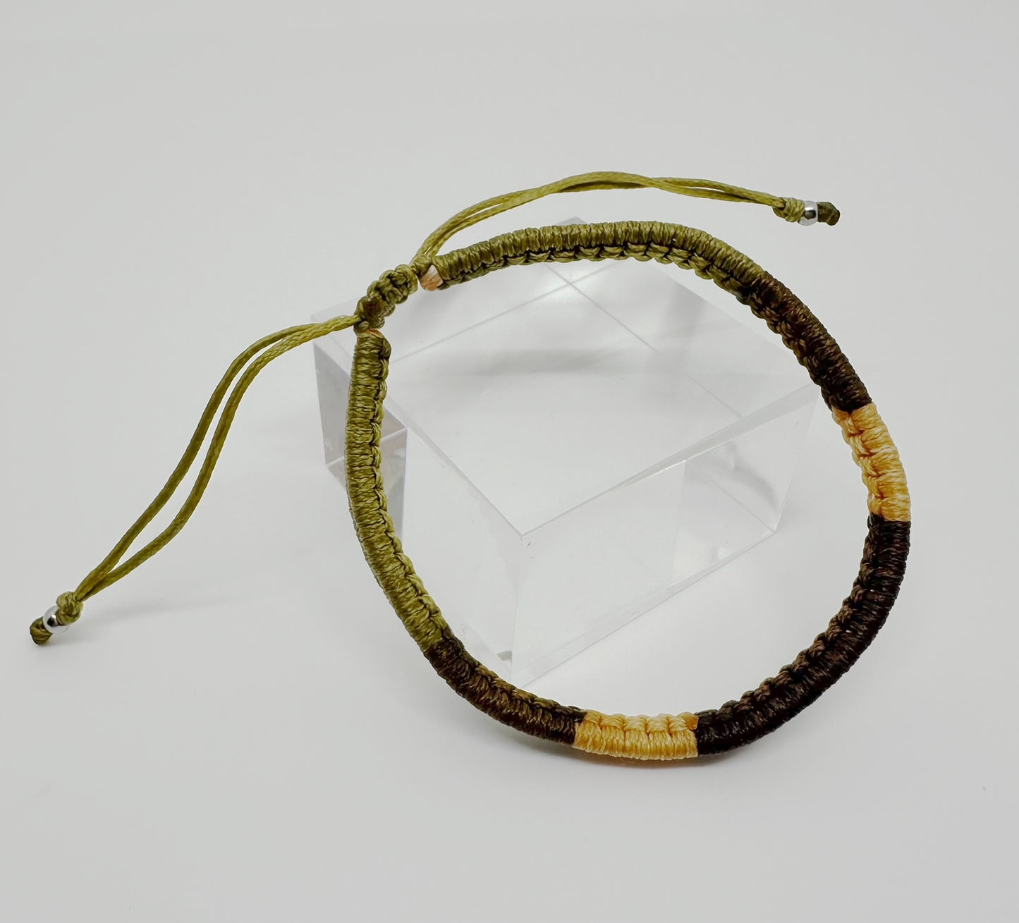 Macrame Surfer Bracelets/ Olive-Brown-Ivory 