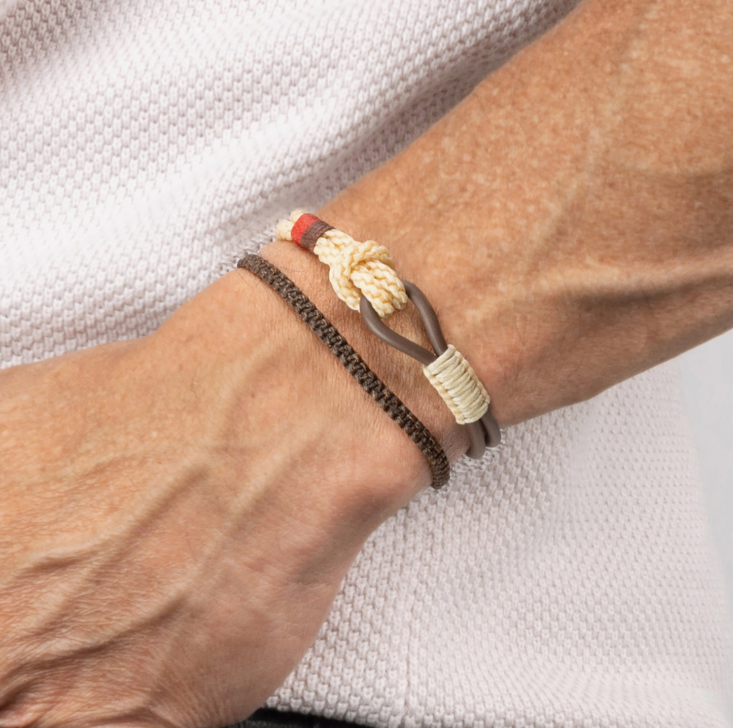 Close-up photo of a man’s wrist wearing Nautical Surfer Bracelet 