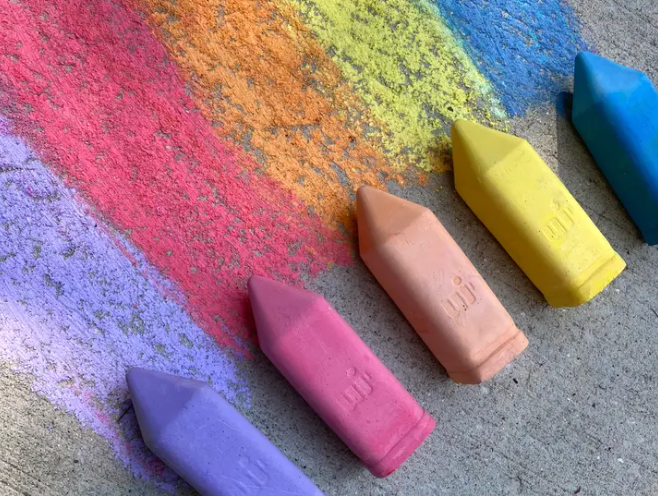 Image of Chunky Sidewalk Chalk in rainbow colors.