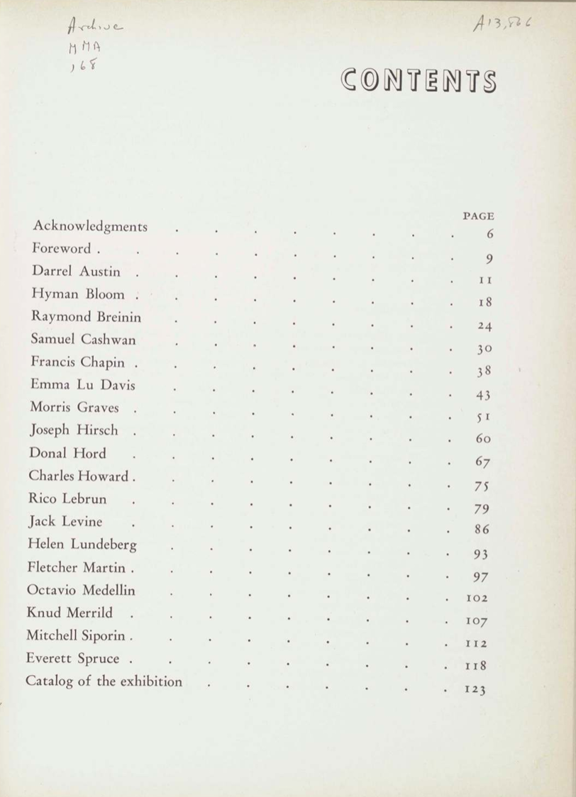 Contents Page of Americans 1942.