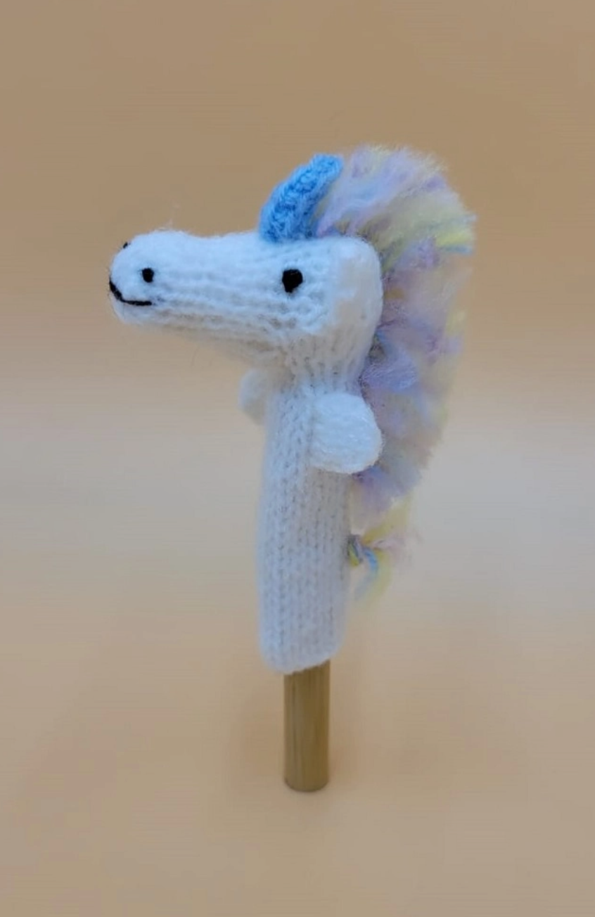 Image of Unicorn Hand Knit Puppet.