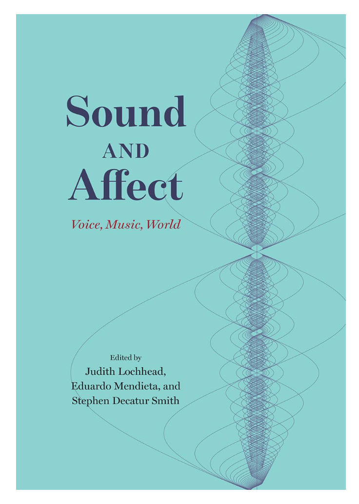 Book cover of 'Sound and Affect: Voice, Music, World' with a blue background and geometric design.