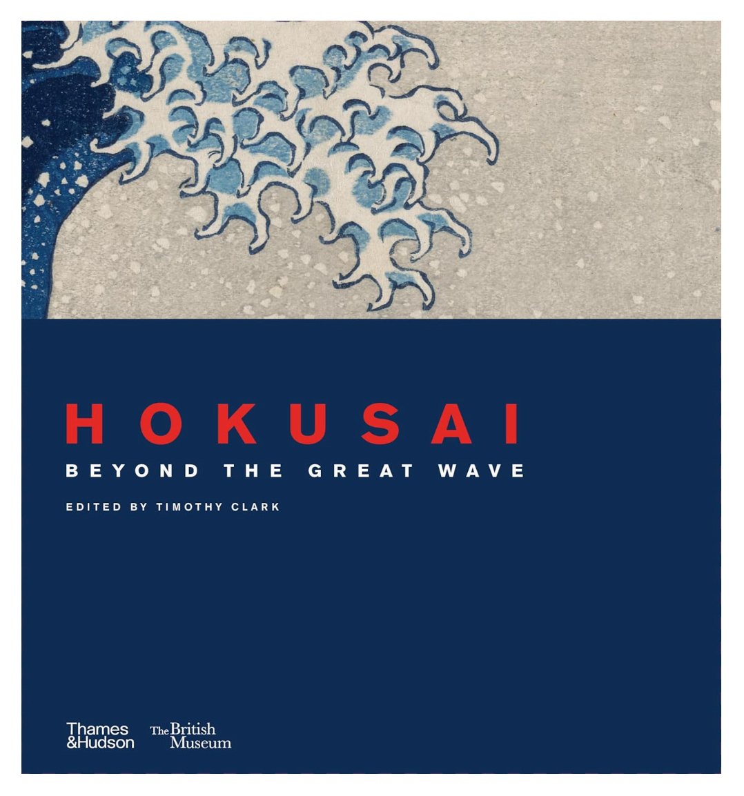 Book cover of 'Hokusai: Beyond the Great Wave' with wave design and text.