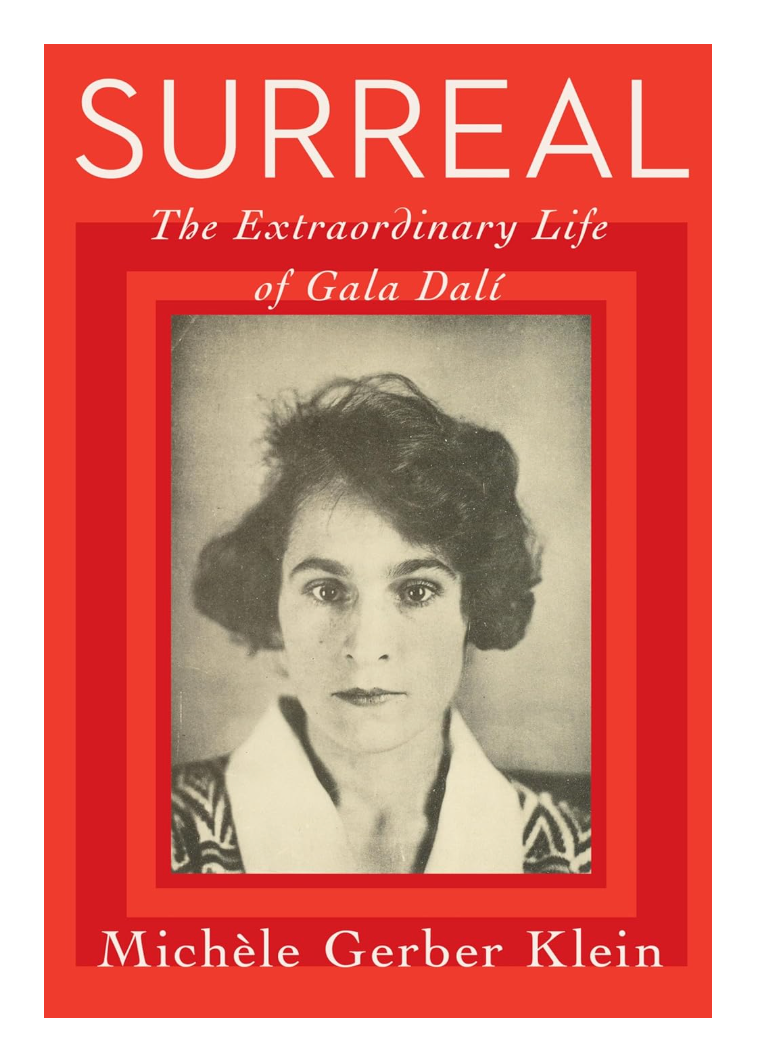 Book cover of 'Surreal: The Extraordinary Life of Gala Dálá' with a portrait of a woman on a red background.