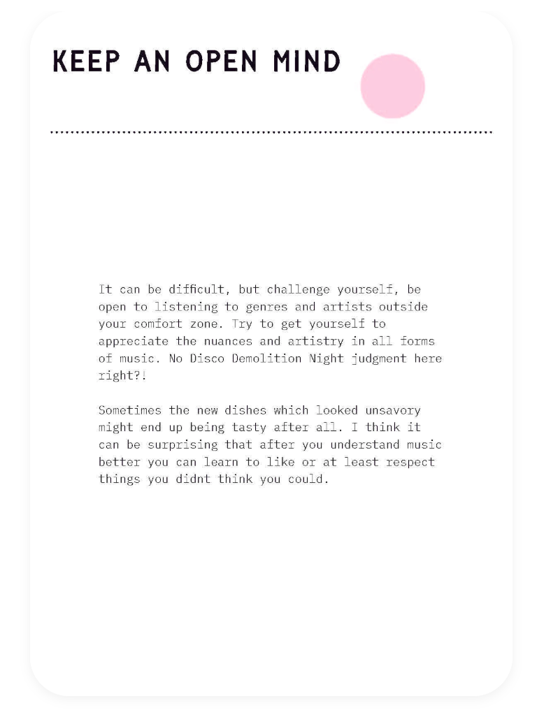 Motivational quote on a white background with a pink circle