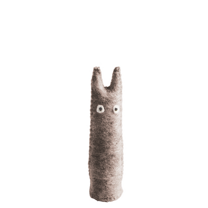 Plush figure with a unique design on a white background