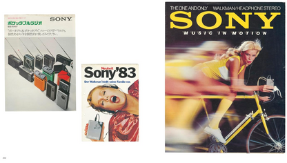 Collection of Sony product advertisements from different eras.