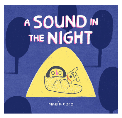 Book cover of 'A Sound in the Night' by Maria Coco with a child in headphones and trees in the background.