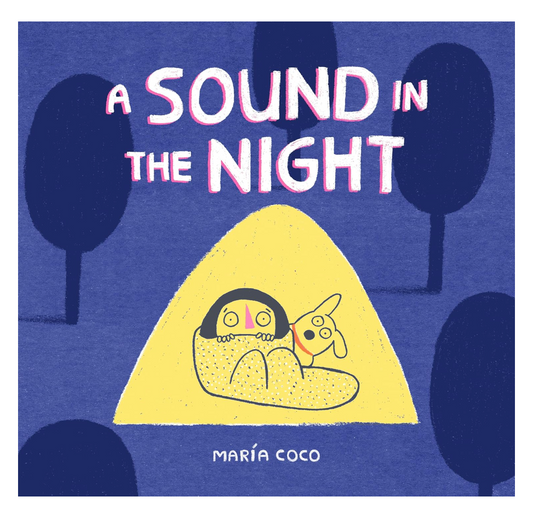 Book cover of 'A Sound in the Night' by Maria Coco with a child in headphones and trees in the background.