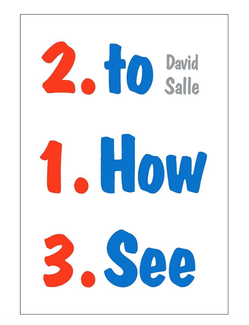 Book cover with colorful text '2. to 1. How 3. See' by David Salle on a white background