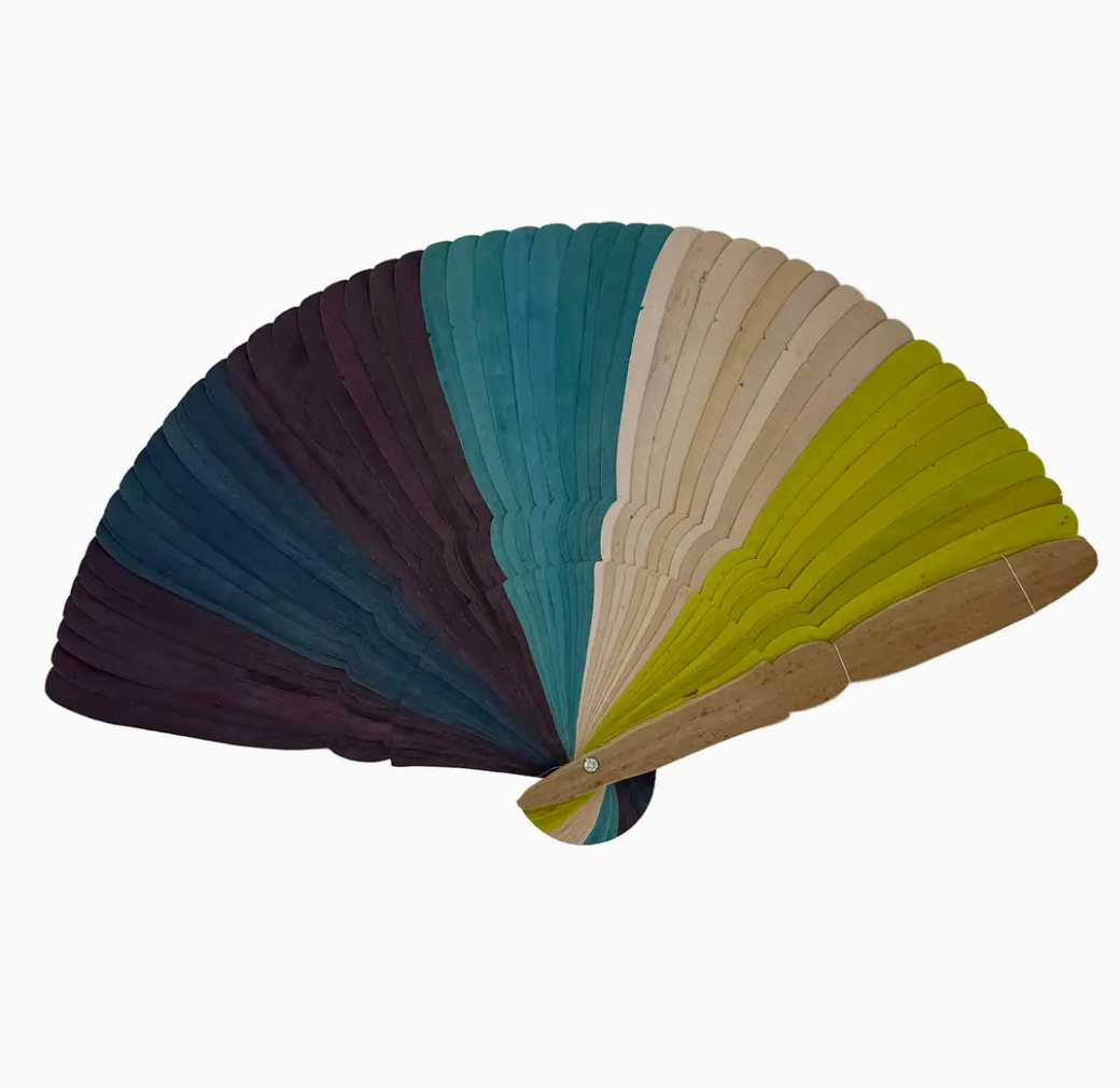 Color swatch fan with gradient colors on a white background