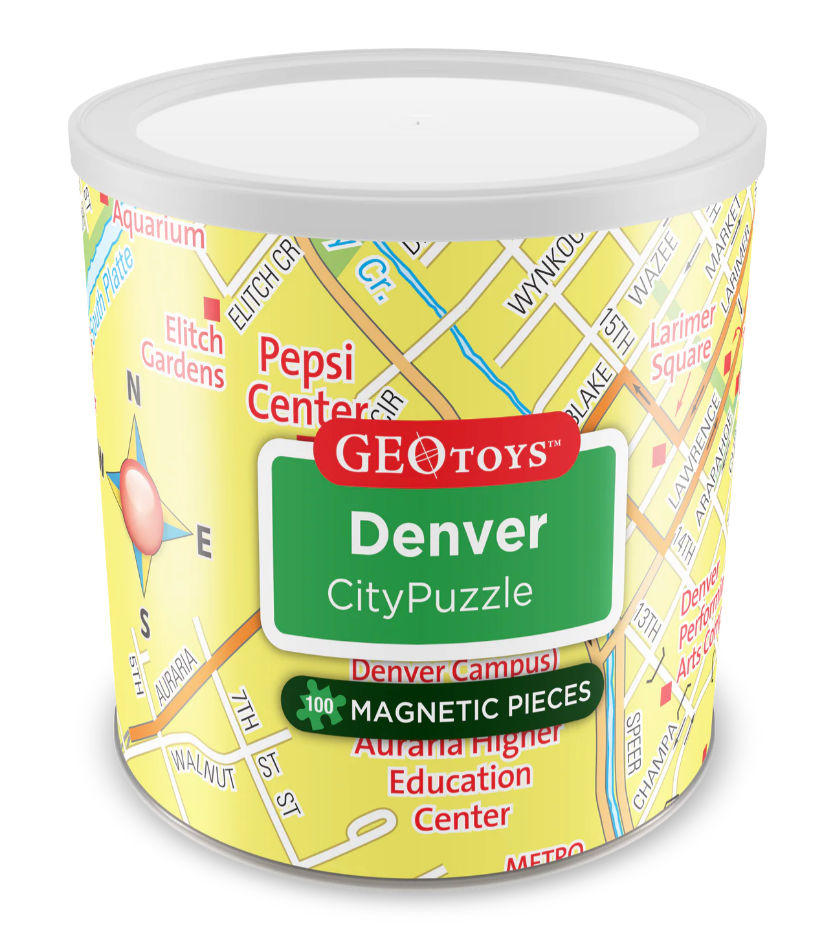 GeoToys Denver City Puzzle packaging with map design