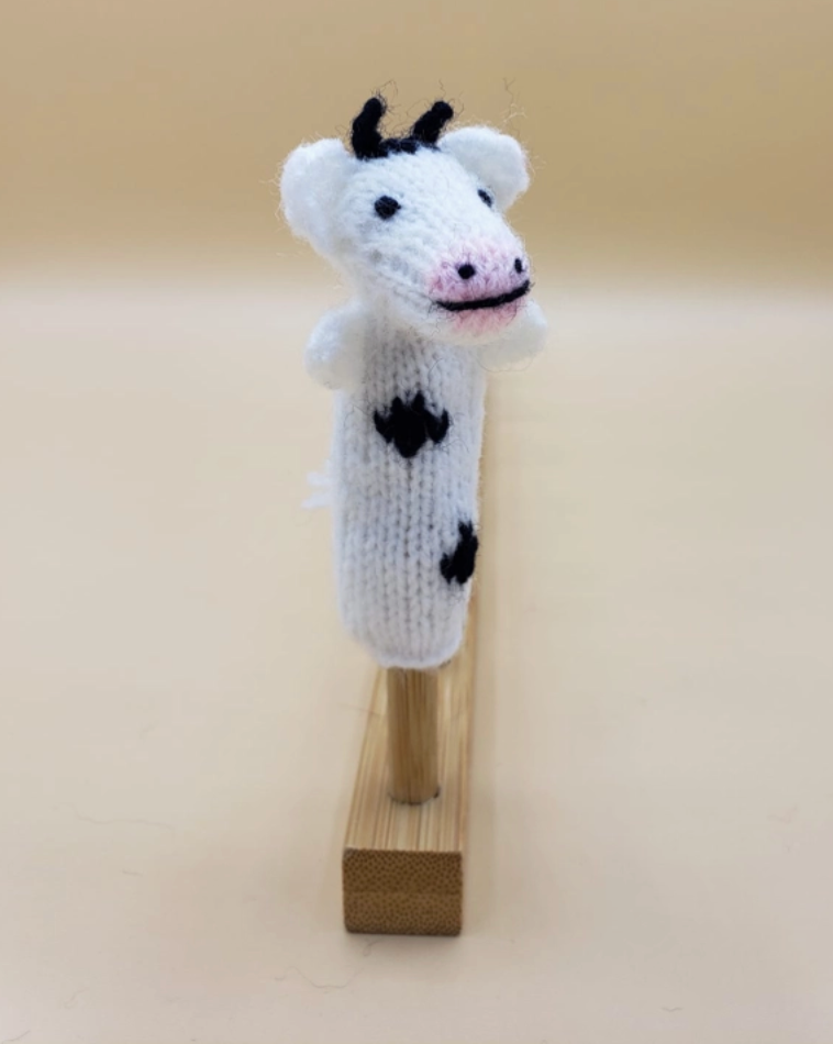 Image of Cow Hand Knit Puppet.