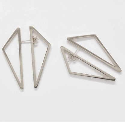 Double Sided Gold Geometric Triangle Earrings