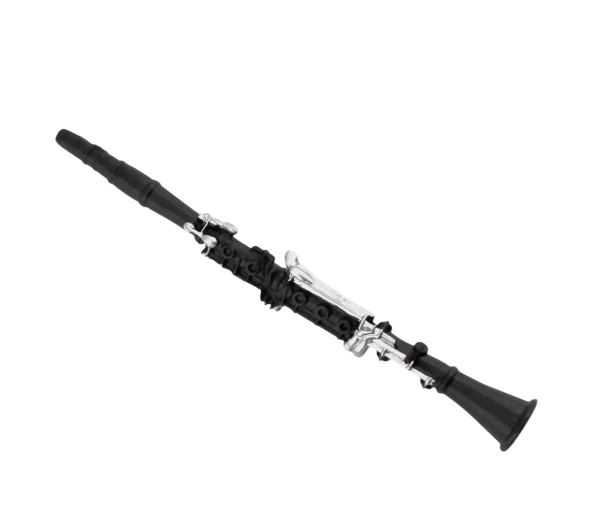 Back clarinet on a white background.