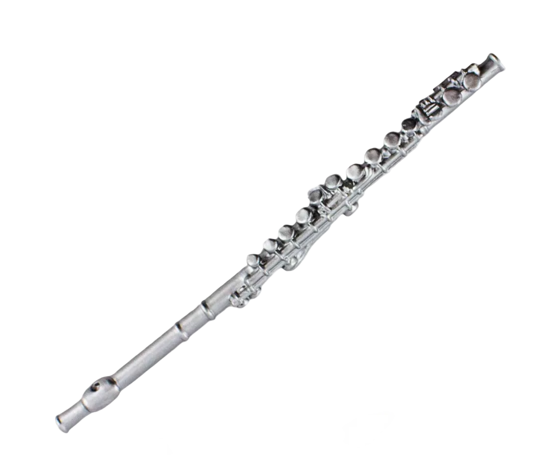 Silver flute on a white background