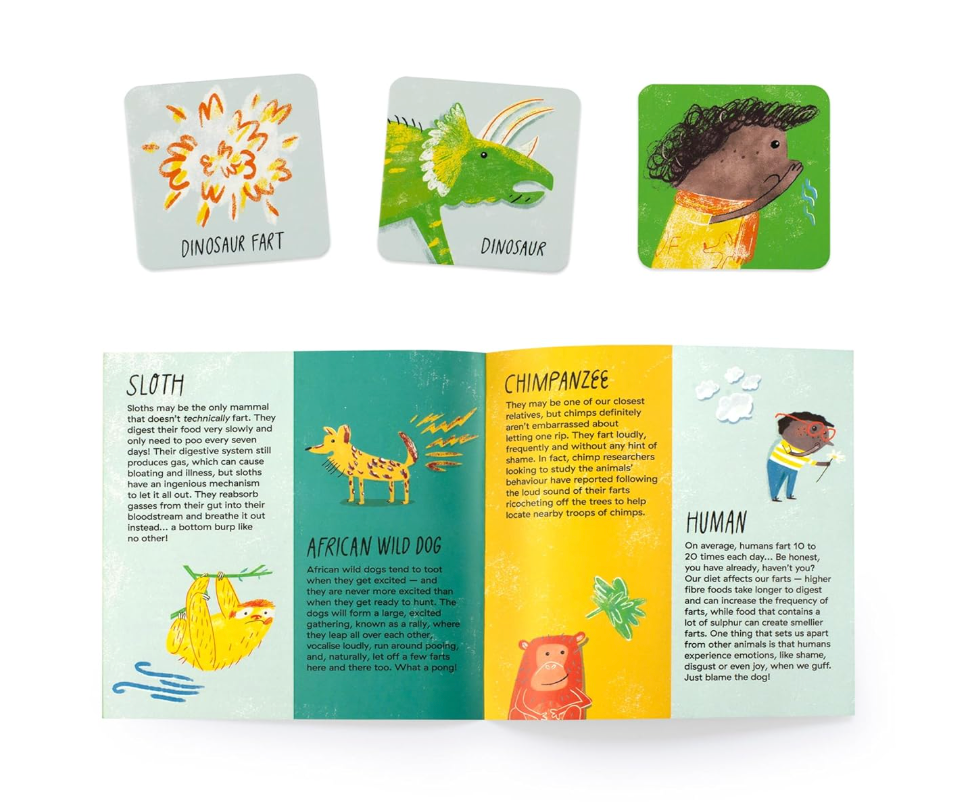Educational children's game with illustrations of animals and text on a white background