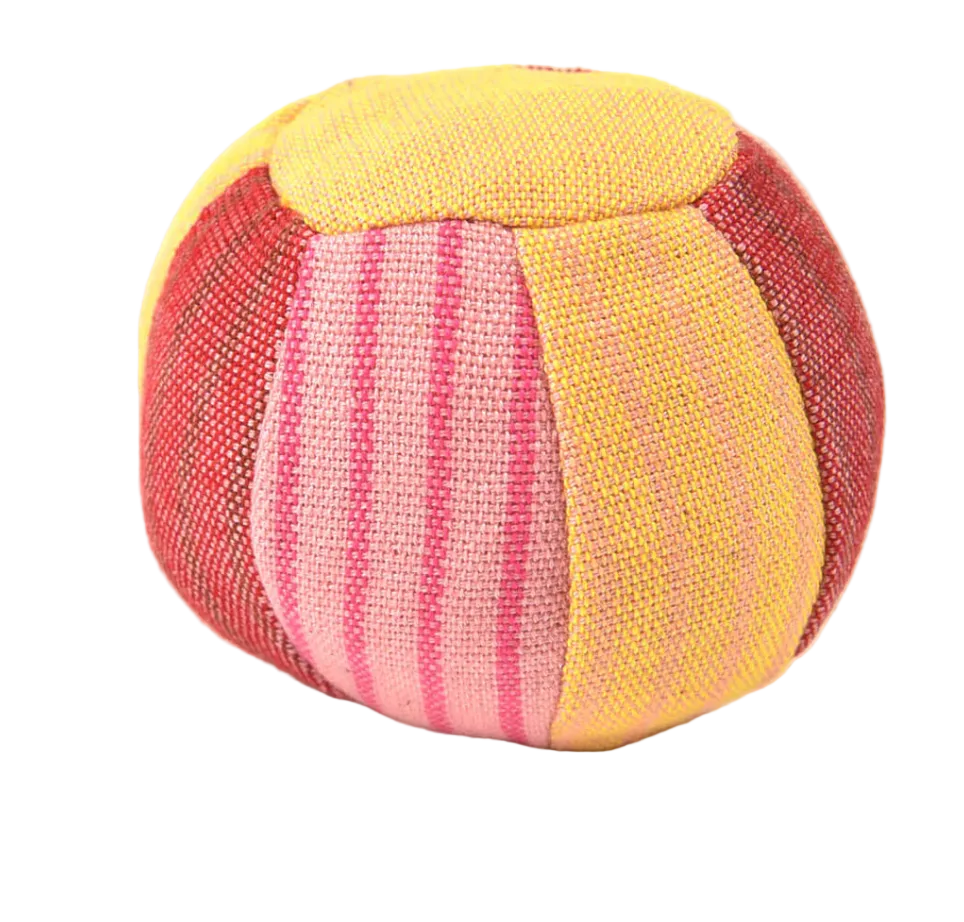 Multicolored fabric ball on a white background