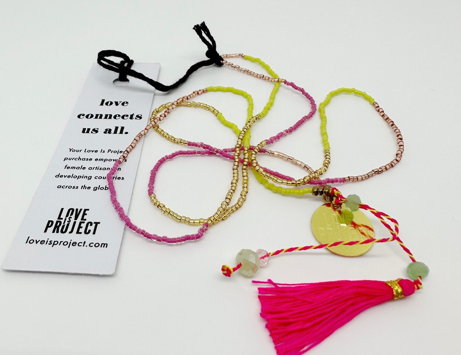 Bali Unity Beaded Necklace/Pink