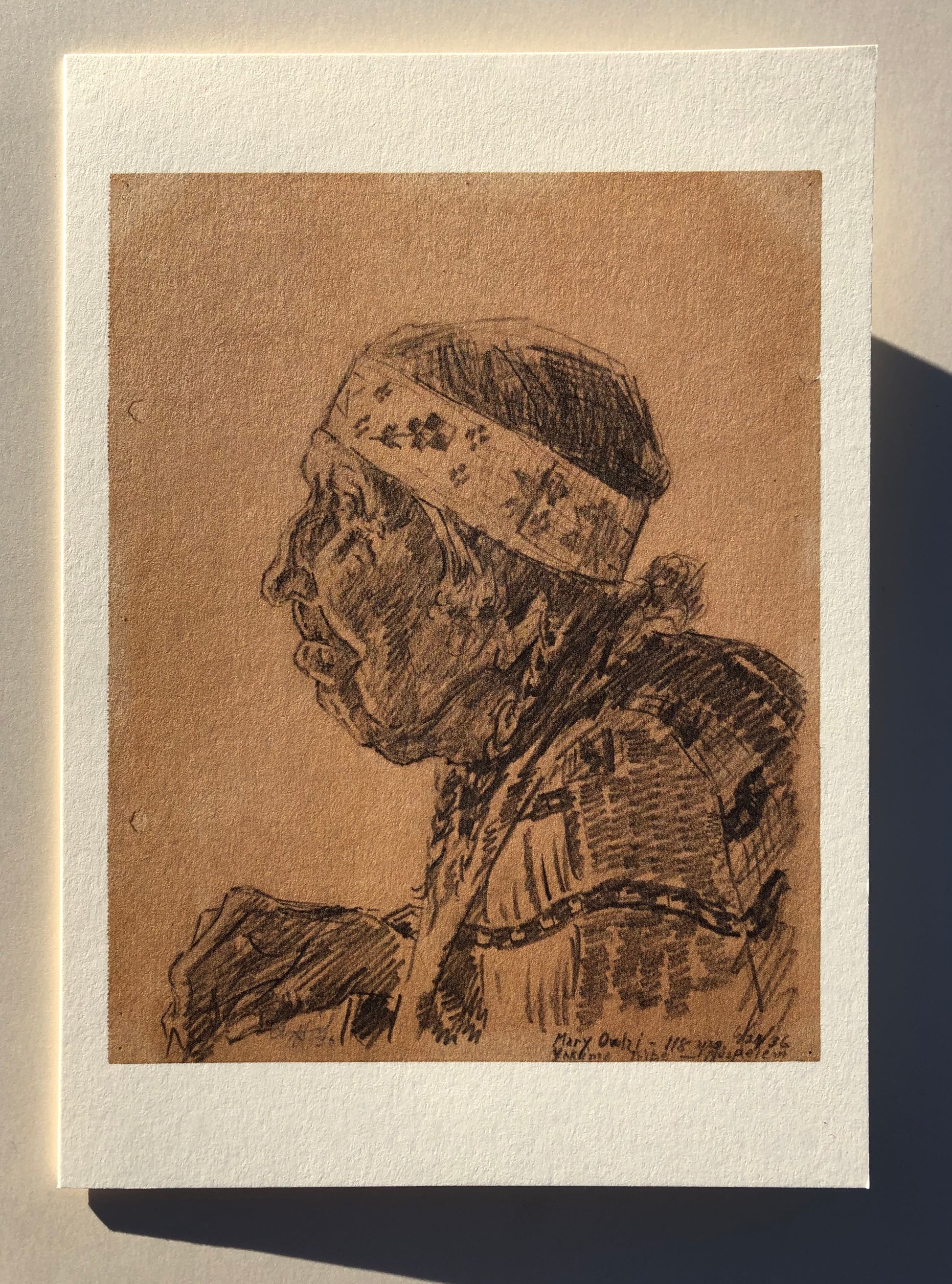Portrait of Mary Owhi by Clyfford Still, PD-55, 1936.  Printed on beautiful eggshell paper, this limited edition post card also features a photograph on the back, taken by Clyfford Still, of Mary Owhi Moses.