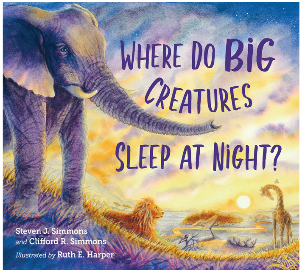 Illustrated children’s book cover from ‘Where Do Big Creatures Sleep at Night?’