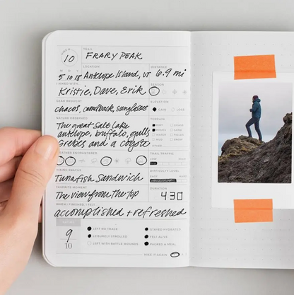 Inside page from ‘Hike passport’ journal 